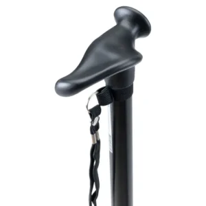 Aluminium wandelstok met ergonomisch handvat - Zwart, Links Handig